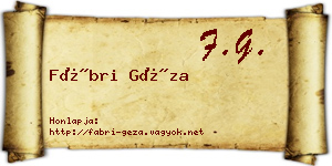 Fábri Géza névjegykártya